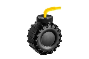 400ML PP Customized Tire-shaped Disposable Cartoon Straw Cup with Lid for Party Birthday Children's Cup