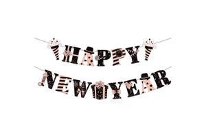 New Year Party Decoration Supplies Letter Banner Wholesale Romantic Patterns Round Balloon Hat Ornament