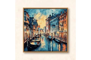 Panic Buying DIY Oil Canvas Painting Kit Painting and Wall Art Venice Night Painting by Numbers for Adults Kids