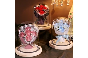 Valentine Day Gifts Finished Glass Cover Rose Preserved Flowers Valentine's Day Gift Sets Wedding Gifts for Guests