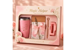 Custom Mothers Day Promotion Gift Set with Stainless Steel Tumbler Notebook Pen Hair Clip Corporate Giveaway