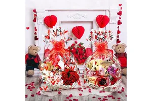 Large Cellophane Bags for Valentine's Day Gifts Pull Bows for Gift Packaging, Baskets, Wine Bottle, Plush Toys, Etc