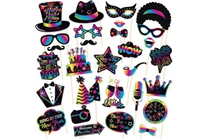 2025 New Year Party Funny Photo Props New Year Party Atmosphere Decoration Handheld Photo Mask Decoration Supplies