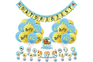 OKTOBERFEST Party Decorations Set German Banner Adult Favors Paper Balloons Cupcake Topper for Birthday Beer Festival X4100