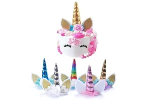 Unicorn Happy Birthday Party Accessories Kids Cake Decoration Supplies Topper Cake for Festive Occasions