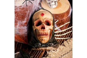 Halloween Skull Hat & Haunted House Decoration Horror Dress Plastic Crafts Waterproof Portable Indoor Use for Teens