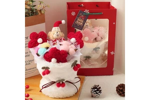 Cute Valentines Day Flower Bouquet Stuffed Animal Plush Toy Cartoon Gift Box Creative Birthday Christmas Gifts