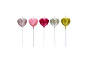 Birthday Cake Candle Diamond Heart Star Baking Decoration Creative 3d Five-pointed Star Cute Children's Party Candle Supplies