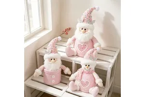 Pink Christmas Gift Sacks Fluffy Santa Reindeer Candy Holders Festive Xmas Party Supplies for Stocking Stuffers Factory Cloth