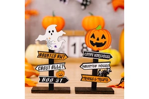New Halloween Wooden Handicrafts - Creative Ghost Pumpkin Skull Ornaments for Festive Table Decorations