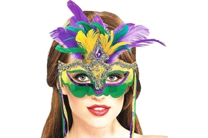 Masquerade Carnival Venetian Ball Prom Sequin Mask with Feathers for Mardi Gras Women Carnival Parade Sexy Cosplay Costume