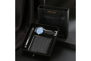 Cool Stuff for Men Business Gift Set for New Year Souvenir Belt Watch with Elegant Gift Box Men Wallet Set for Father's Day
