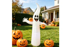 10FT Tall Halloween Inflatable Ghost with Pumpkins