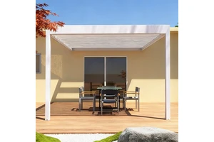 ANCSEM Motorized Aluminum Pergola Waterproof UV Resistant Windproof Rustproof Vent Slatted Roof Heavy Duty All Season Garden Use
