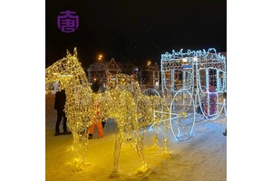 Illuminated Horse Wagon Decoration Light Outdoor Landscape Street Square Event Commercial Lighting Display