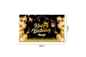 48h Delivery Black and Gold Party Decorations HAPPY BIRTHDAY Banner for Kids Adults Birthday Supplies Banner Backdrop