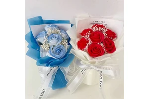 Handmade Mini Soap Rose Flower Bouquet Artificial Roses Arrangement Luxurious Valentine's Day Graduation Father's Day Gifts