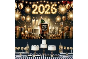 Hot Selling Golden Party Wall Decoration Polyester Background Cloth Decoration Banner for Chinese New Year Occasions