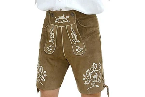 Antique embroidered Bavarian shorts German festival costumes in suede leather