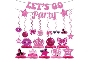 Modern Adult & Children Girls Birthday Party Decoration Flag Spiral Set Adult & Children Girls Birthday Decoration Supplies
