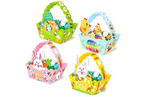 4Pcs Easter Baskets Colorful Animal Bunny Gift Box Candy Chocolate Hand Basket