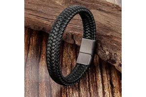 European And American Bracelet Explosive Black Woven Leather Fashion Men'omen's