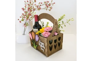 Laser Cut Mini Wood Gift Baskets Mother's Day Surprise Preparation Teacher Appreciation Gifts Best Gifts for Mom and Dad