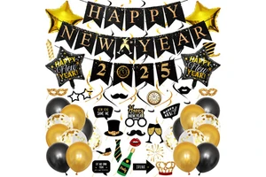 2025 Chinese New Year Happy New Year Banner Photo Booth Props Decor Hanging Balloon NYE Holiday Party Decorations