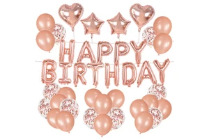 16inch Rose Gold Happy Birthday Balloons Kids Adults Birthday Party Supplies Layout Anniversary Decoration Foil Latex Balloons