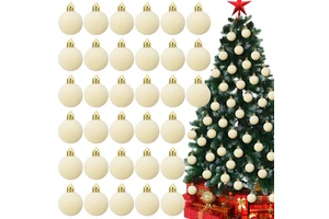 TANG XI 30PCS 5CM Elegant Christmas Tree Hanging Flocking Plastic Balls Home Party Christmas Balls Ornaments Set Decoration