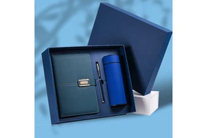 Wholesale Promotional Luxury Gifts Pu Notebook Gift Set Business Office Magnetic Diary A5 Journal With Pen And Thermos Box Set