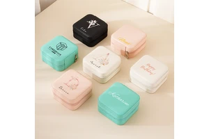 Customizable Premium PU Leather Jewelry Box Square Shape For Delicate Accessories Gift For Bridesmaids Wedding Party Favors