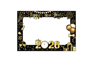 Hot Sale 2026 New Year Decoration Adult Children Paper Photo Frame Photo Prop Party Supplies Holiday Funny Accessories NYE Gift