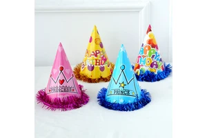 First Year Paper Crown for Adults and Children Happy Birthday Dress-Up Cake Hat Party Supplies Decorations