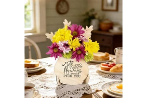 2026 Mother'S Day Gift Flower Holder Flower Vase Mothers Day Flowers Gift for Mommy Grandma DIY Wooden Flower Pots Decoration