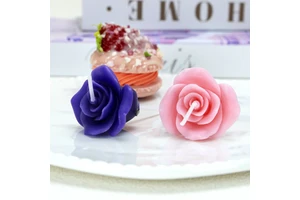 Factory Custom Colorful Birthday Candles Handmade Rose Shape Unscented Cake Candles For Valentine's Day Birthday Decoration