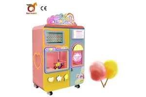 Red Rabbit Full Automatic Cotton Candy Vending Machine Commercial Candy Floss Making Machine Flower Sugar Cotton Machine OEM/ODM