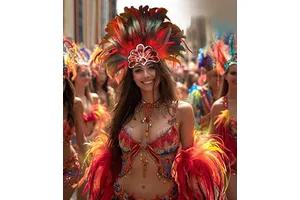 High Quality Eco-friendly Fashion Carnival Feather Colorful Showgirl Headband Mardi Gras Headpiece for Venice Sports Beach