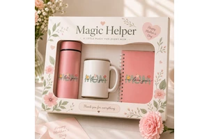 Custom Mothers Day Promotion Gift Set with Stainless Steel Tumbler Ceramic Mug Notebook Gift Box for Women
