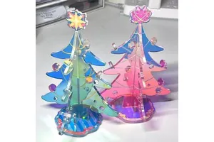 New Acrylic Holographic Christmas Tree Ornaments for Window Decoration, Creative Christmas Home Gift Set