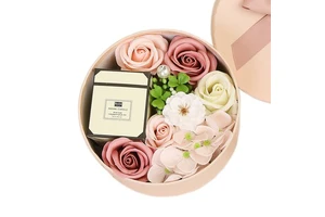Innovative Valentine's Day Gift, Scented Soap Flower Small Round Box Gift for Your Girlfriend, Wedding Souvenir Set