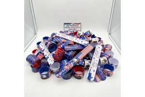 Cross-Border Children's Independence Day Party Favors 10-Piece PVC Promotional Wristbands Customized Colors Logo for 4th July