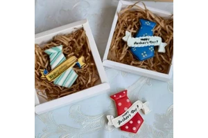 Father's Day Sweet Sticky Flower Cookies Gift Box with Ties