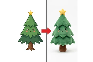 Anthropomorphic Christmas Tree Plush Figurine Soft Green Tier Foliage Stitched Blush Cheek Yellow Star peak Holiday Gift Toy