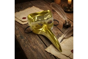 Hand Painted Long Nose Venetian Half Face Cover Vintage Carnival Masquerade Decor for Halloween Party Cosplay Costume