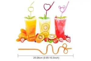 100 Pack Creative Crazy Loop PP Plastic Reusable Fun Shape Drinking Straws for Kids Birthday Party and Cocktail Use