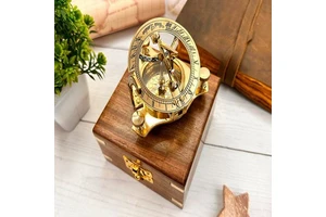 Vintage Brass Gold Sundial Compass 2.5 Inch Home Decoration Gift-Customizable by Calvin Handicrafts