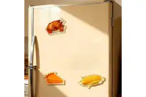 Thanksgiving Gift Magnetic Stickers Transparent Acrylic Cartoon Design Customizable Special Shape Roast Chicken Apple Pie