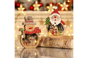 New Decorations LED Light Santa Claus Wooden Decoration Hotel Window Display Gifts Christmas Products