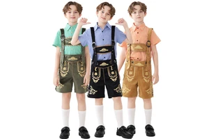Boys Oktoberfest Costume Kids German Bavarian Beer Festival Outfit Traditional Oktoberfest Costume with Shirt & Suspenders